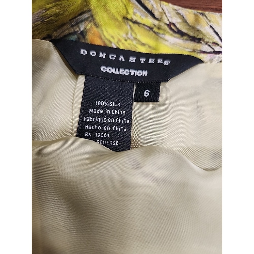 Doncaster Collection Womens Sz 6 Skirt Yellow Floral Silk Pencil Straight - Picture 5 of 7